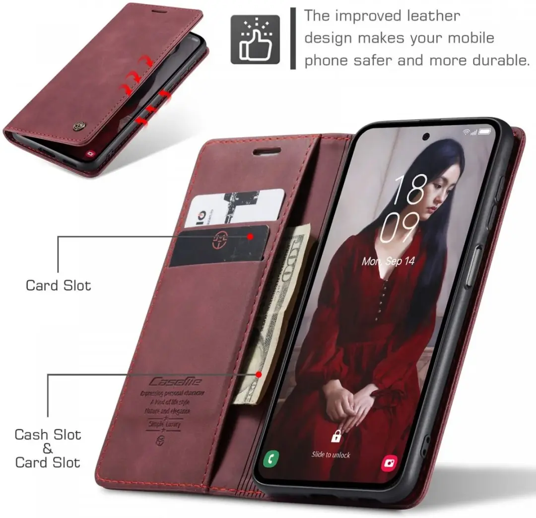 Caseme 013 Hoesje Samsung Galaxy A55 - Book Case Rood