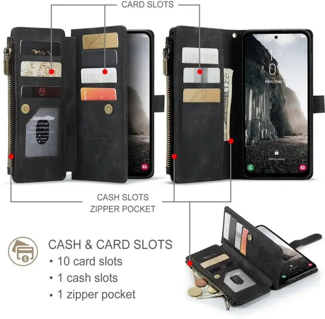 Caseme C30 Hoesje Samsung Galaxy A36 - Portemonnee - 5 Pasjes - Zwart - afbeelding 6 van 6
