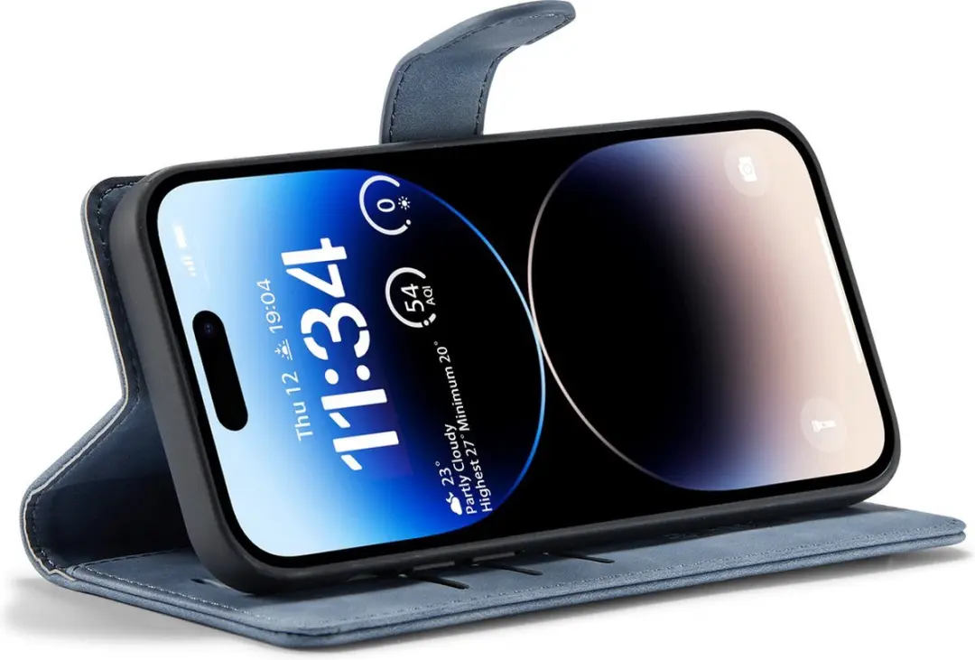 Caseme iPhone 15 Pro Bookcase Hoesje - Effen Grijs - 4 Pasjes