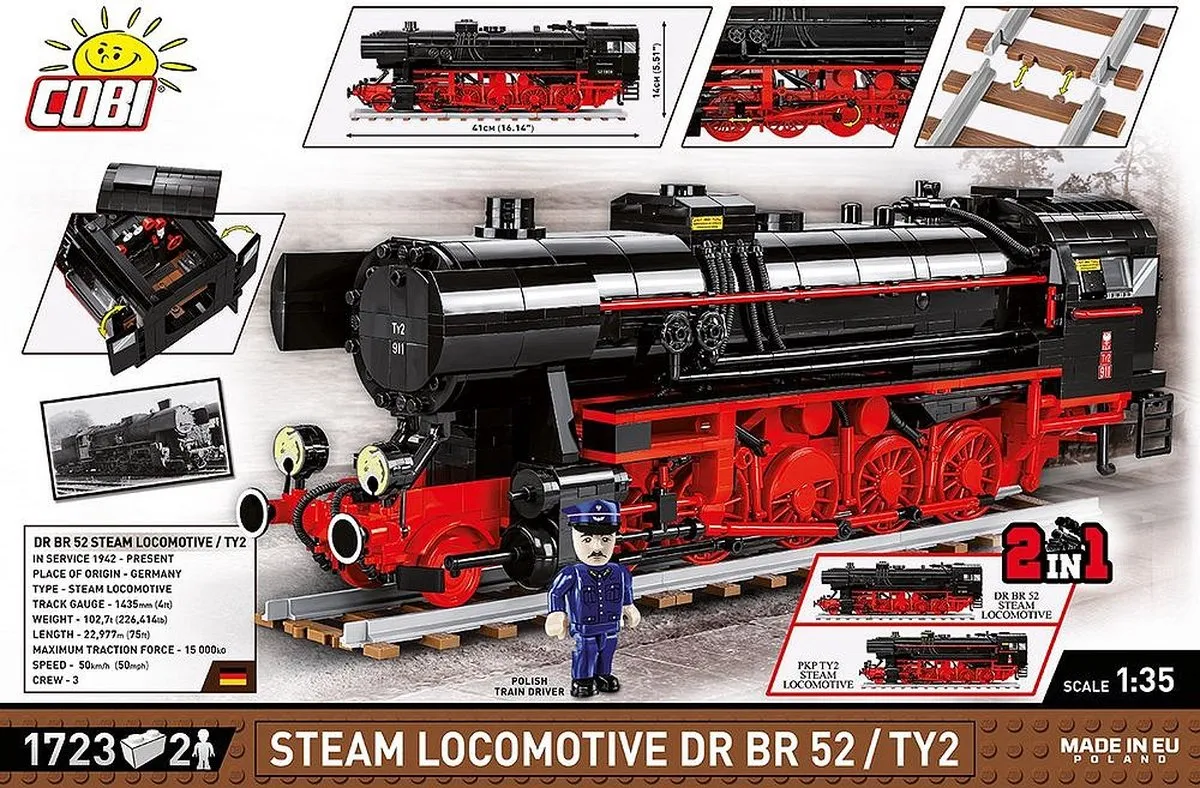 Cobi DR BR 52/TY2 Stoomlocomotief 1723 Onderdelen - Meerkleurig - afbeelding 6 van 6