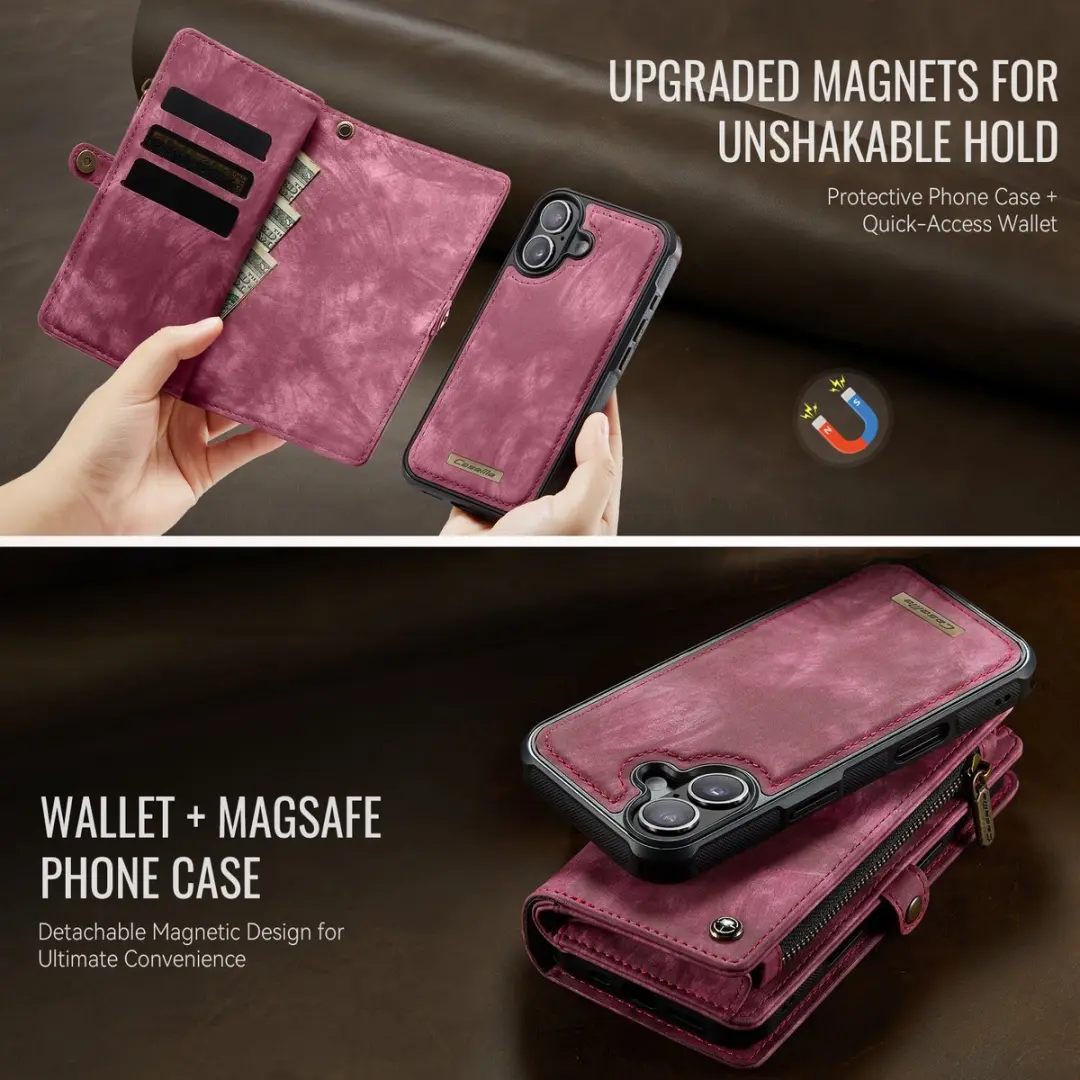 Caseme 008 iPhone 17 Hoesje - Book Case & Portemonnee 8 Pasjes - Pink