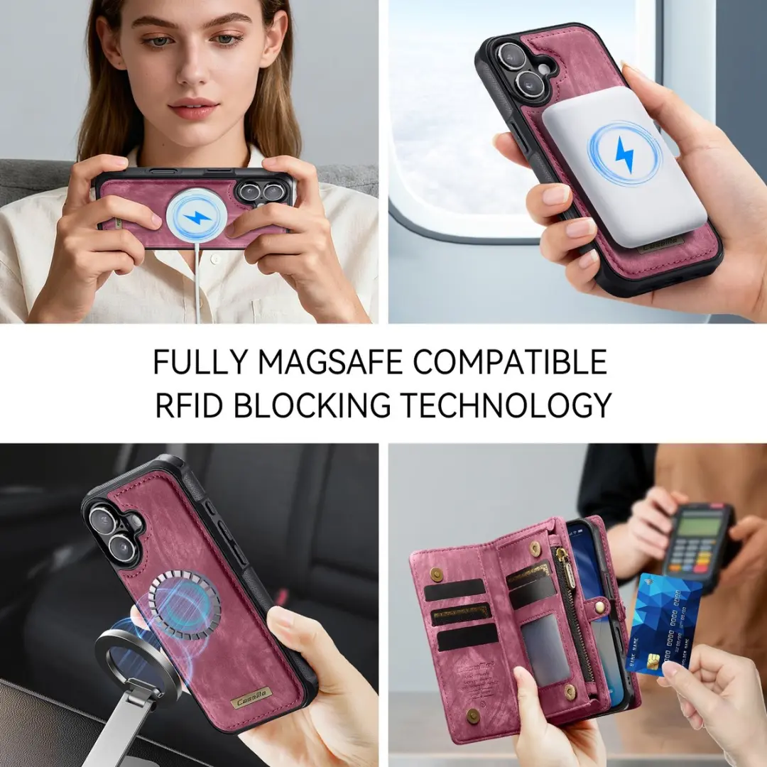 Caseme 008 iPhone 17 Hoesje - Book Case & Portemonnee 8 Pasjes - Pink