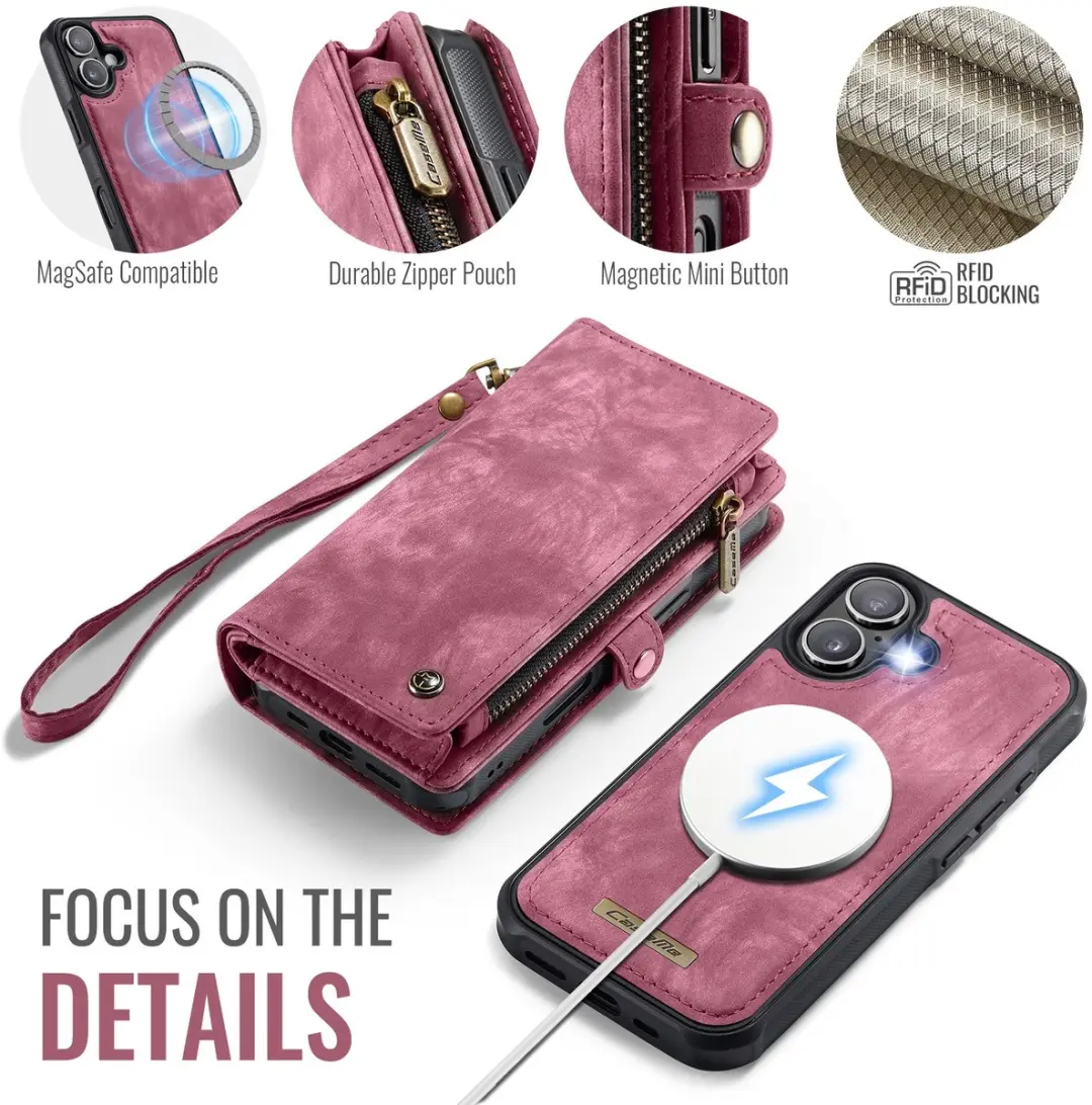 Caseme 008 iPhone 17 Hoesje - Book Case & Portemonnee 8 Pasjes - Pink - afbeelding 6 van 6
