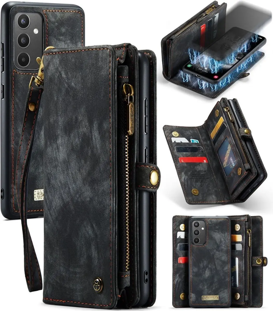 Caseme 008 Hoesje Samsung Galaxy A34 - 2-in-1 Book Case & Portemonnee - 8 Pasjes - Zwart