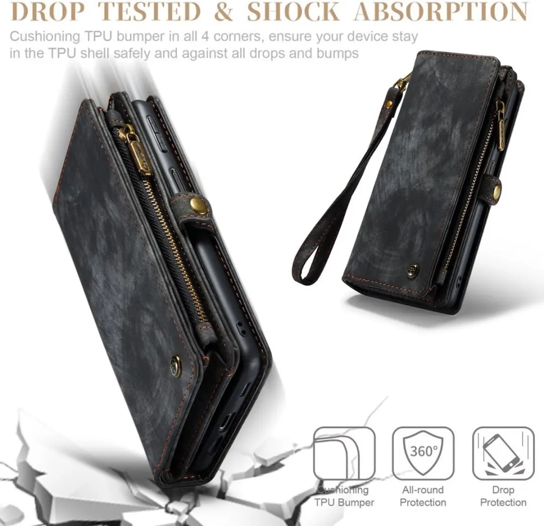 Caseme 008 Hoesje Samsung Galaxy A34 - 2-in-1 Book Case & Portemonnee - 8 Pasjes - Zwart