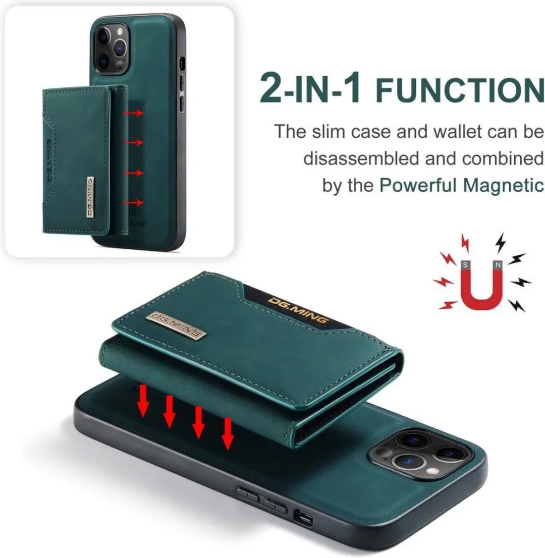 DG.MING iPhone 12 Pro Max Hoesje 2-in-1 Magnetisch Blauw - 8 Pasjes