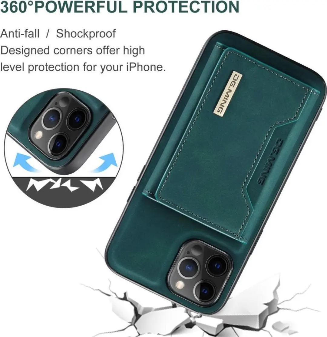DG.MING iPhone 12 Pro Max Hoesje 2-in-1 Magnetisch Blauw - 8 Pasjes - afbeelding 6 van 6