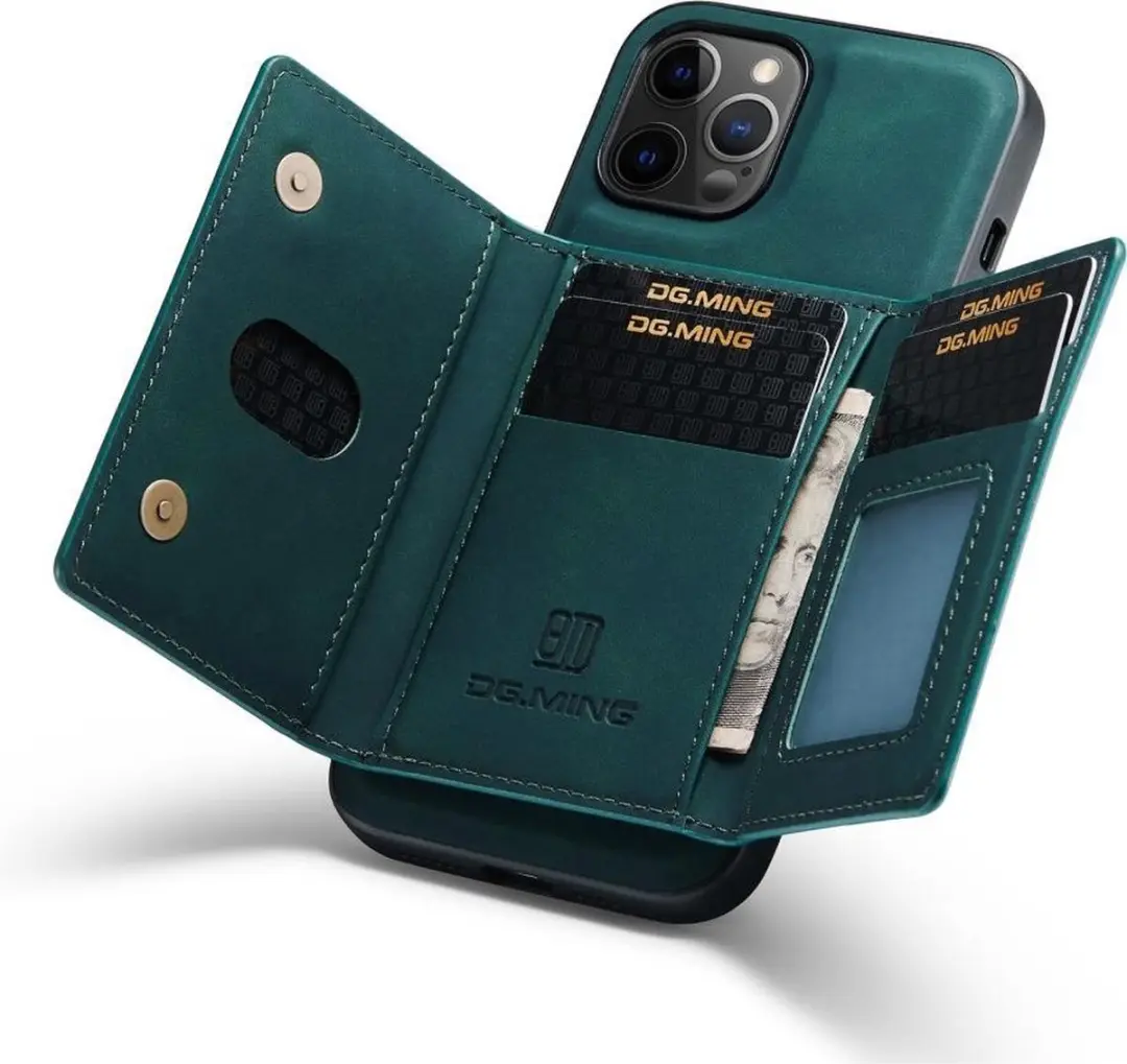 DG.MING iPhone 12 Pro Max Hoesje 2-in-1 Magnetisch Blauw - 8 Pasjes