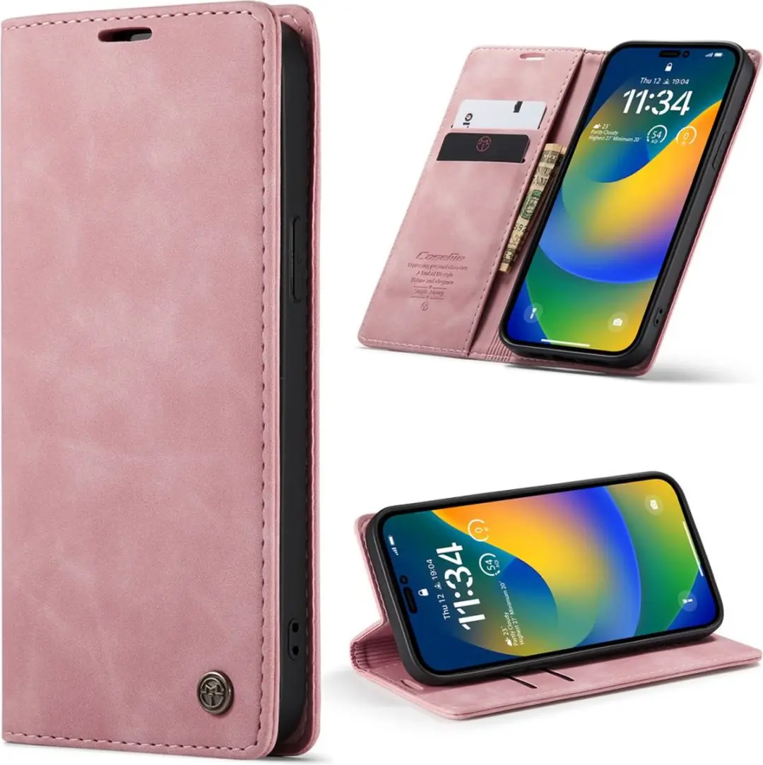 Caseme Retro Wallet Case CSM-37181 - iPhone 14 Pro - Roze