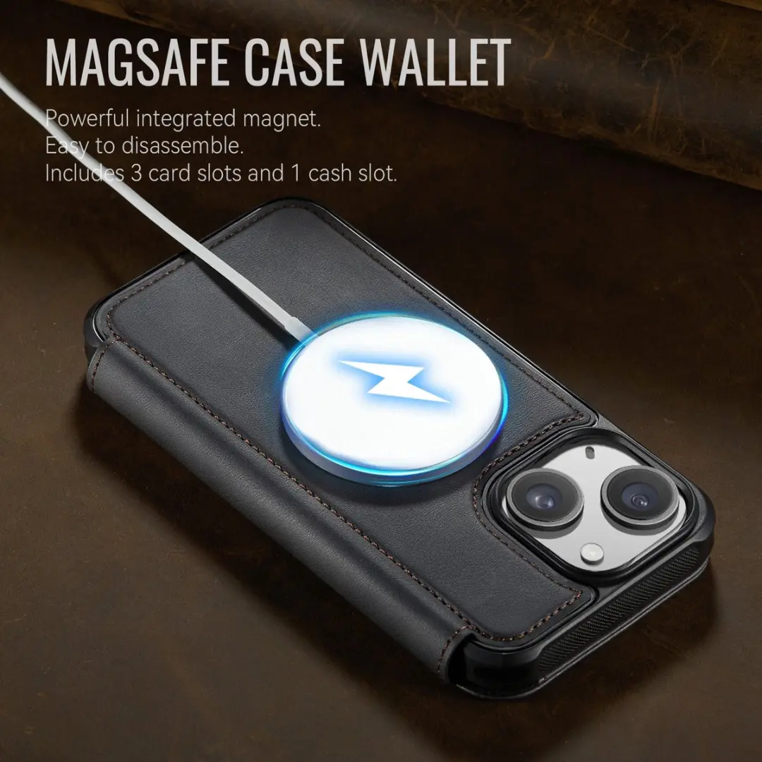 Caseme 053 Slim Book Case iPhone 14 Hoesje - MagSafe - 3 Pasjes - Zwart