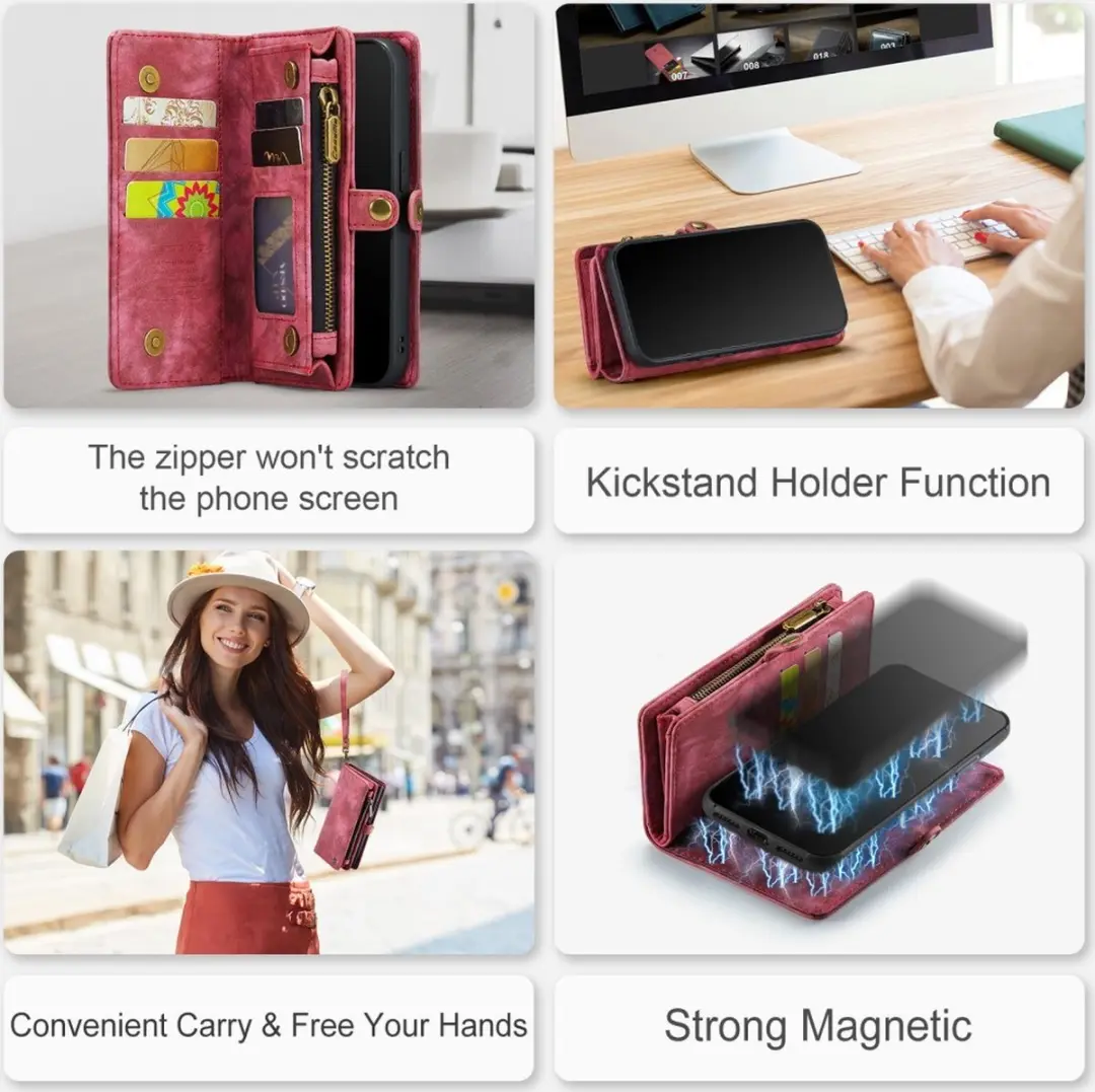 Caseme 008 iPhone Hoesje - Pink - 2-in-1 Book Case & Portemonnee