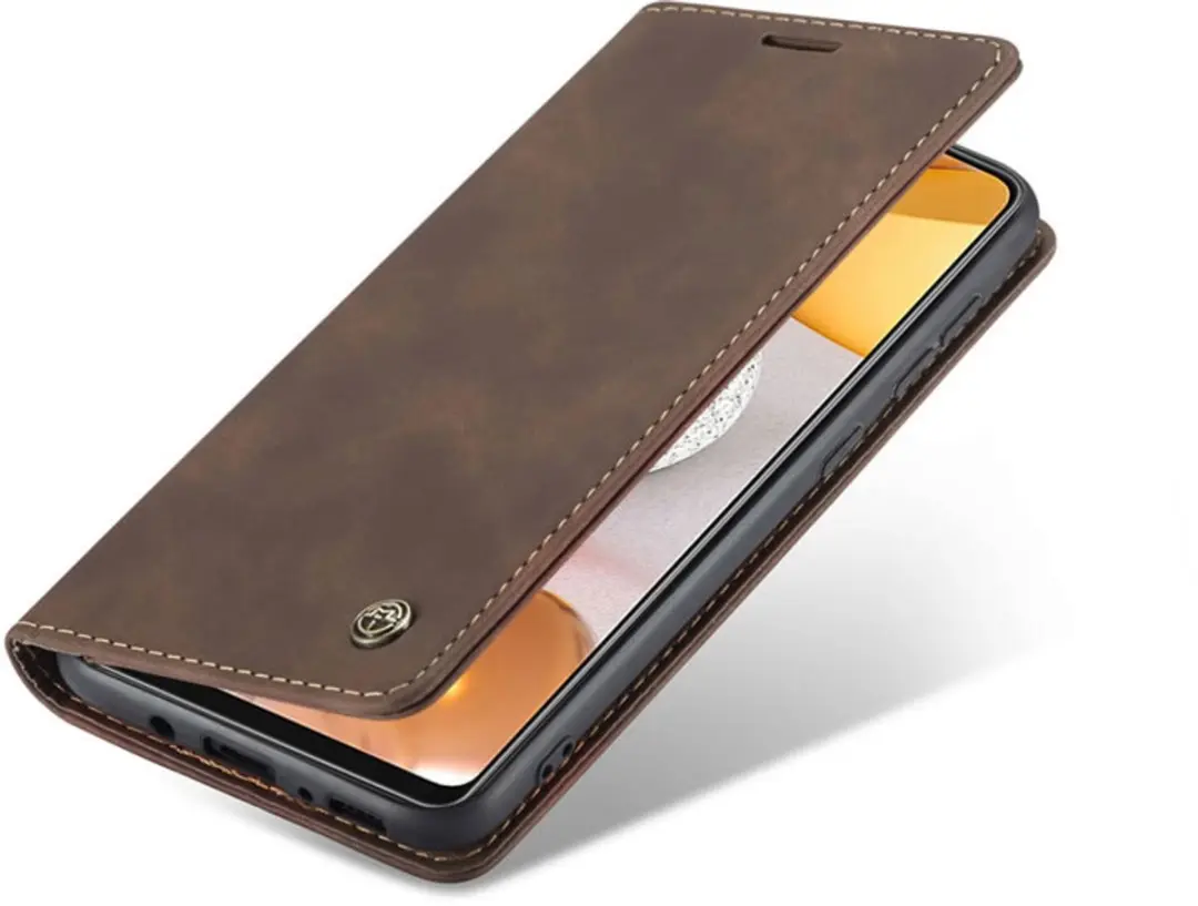 Caseme Hoesje Samsung Galaxy A42 5G Wallet Book - Magneetsluiting - 2 Pasjes - Donker Bruin