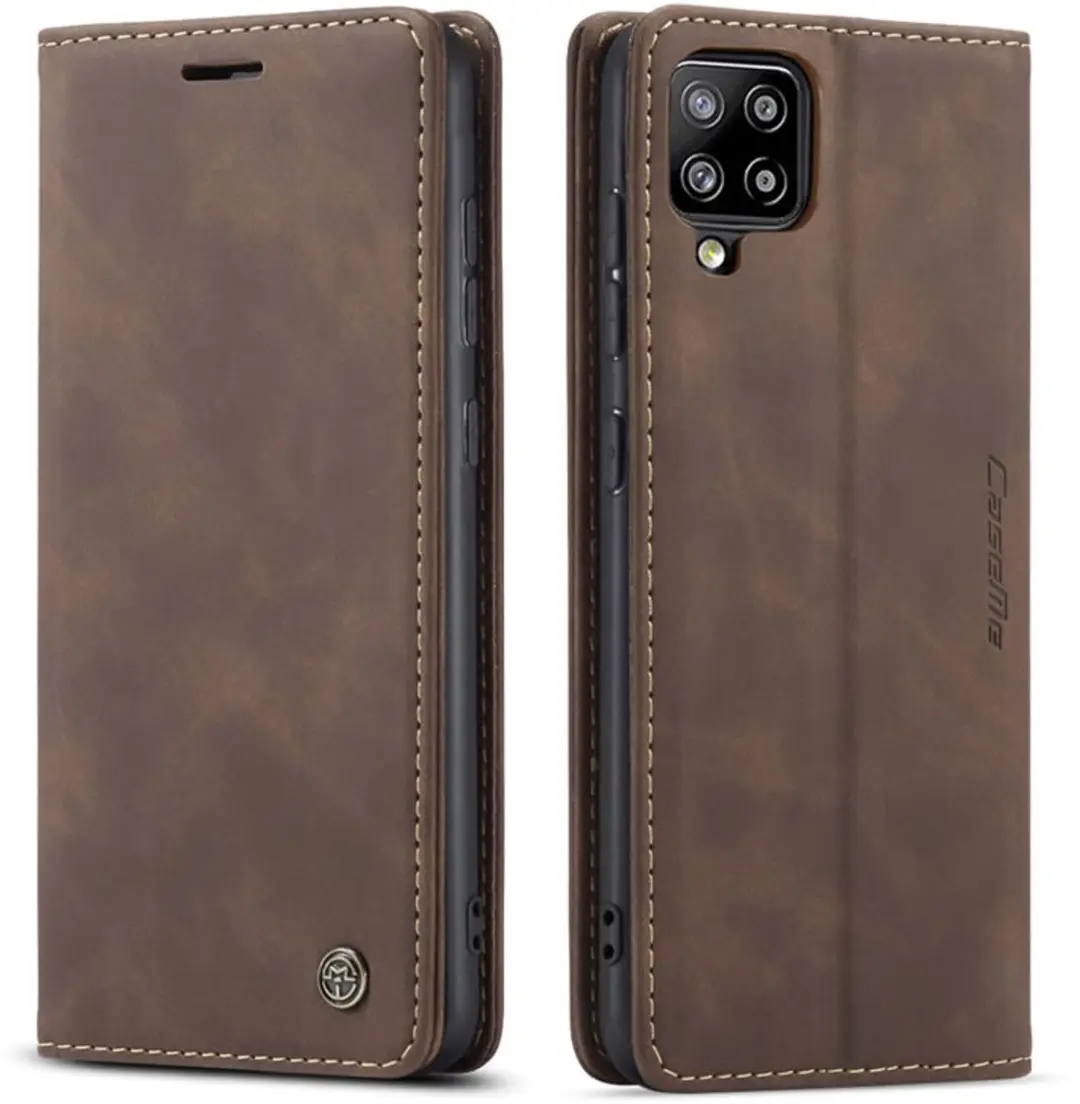 Caseme Hoesje Samsung Galaxy A42 5G Wallet Book - Magneetsluiting - 2 Pasjes - Donker Bruin