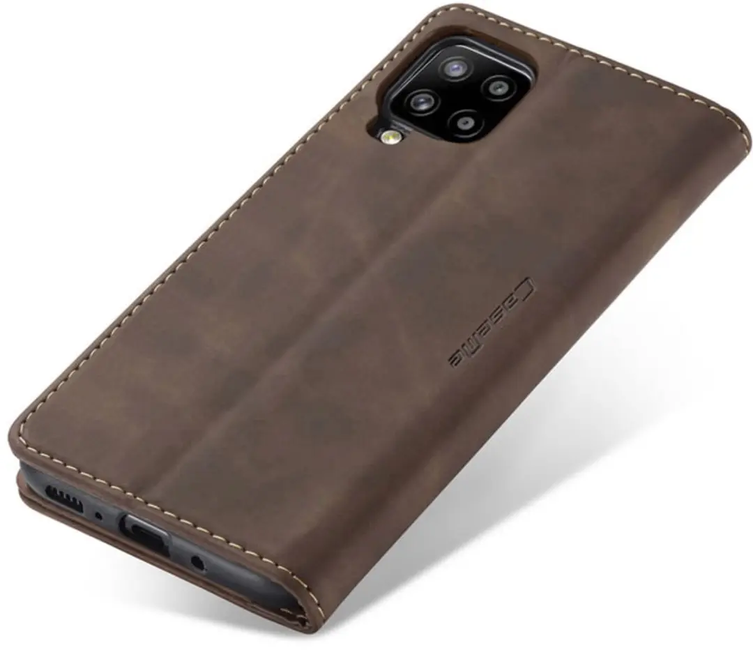 Caseme Hoesje Samsung Galaxy A42 5G Wallet Book - Magneetsluiting - 2 Pasjes - Donker Bruin