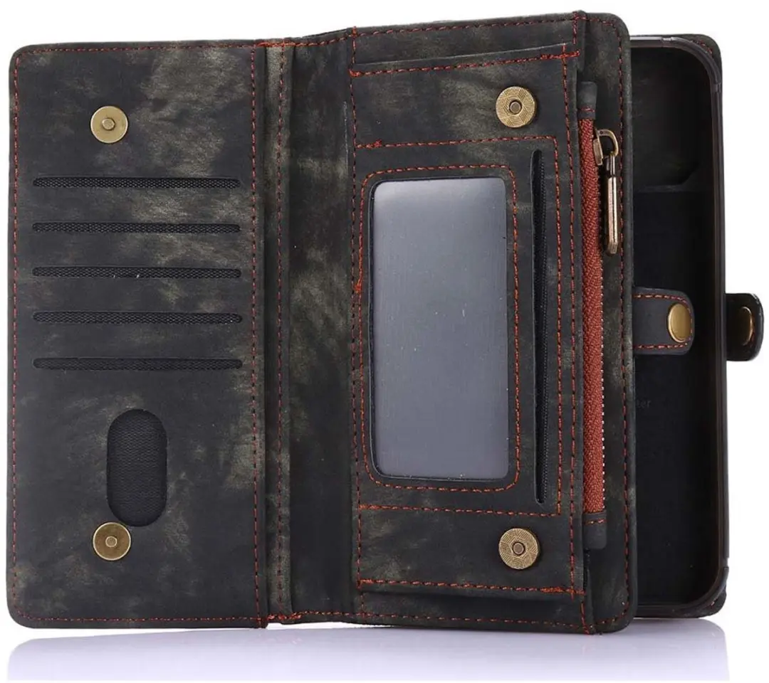 Caseme iPhone 13 Pro 2-in-1 Portemonneehoes - 11 Pasjes - Zwart