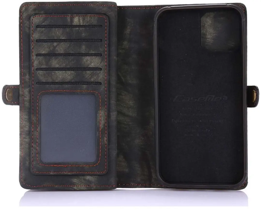 Caseme iPhone 13 Pro 2-in-1 Portemonneehoes - 11 Pasjes - Zwart