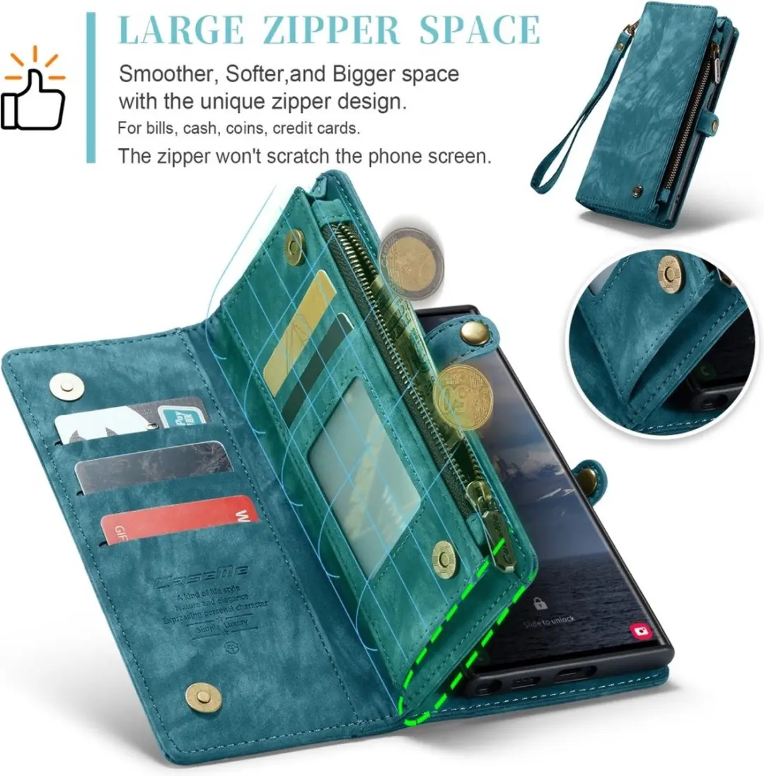 CaseMe 008 Hoesje Samsung Galaxy S25 Ultra - Blauw - 2-in-1 Book Case