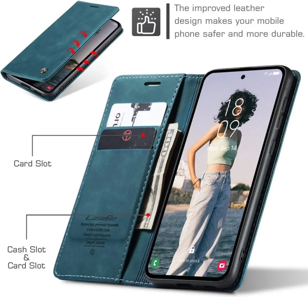 Caseme 013 Book Case Hoesje Samsung Galaxy A55 - Blauw