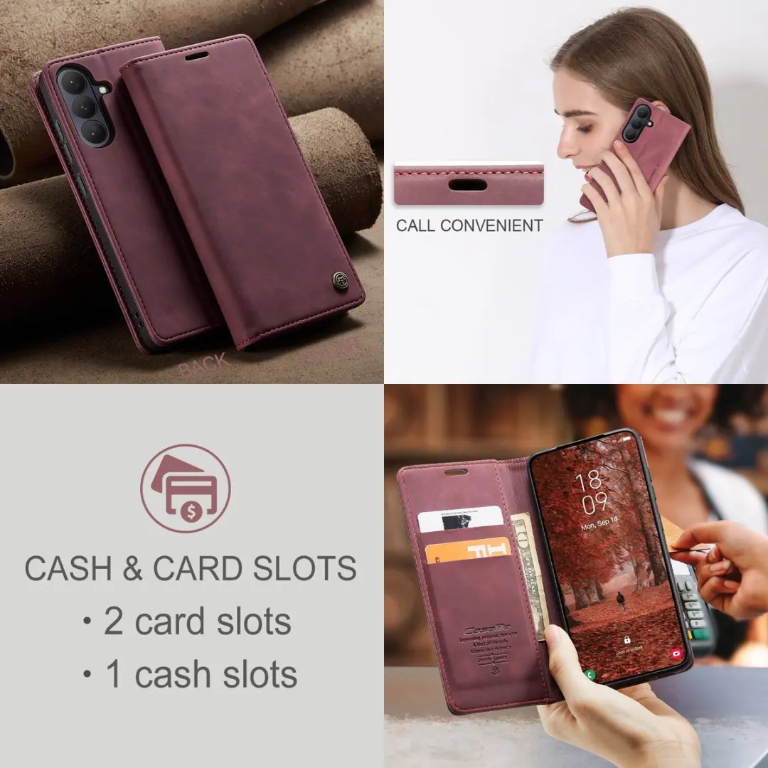 Caseme 013 Book Case Hoesje Samsung Galaxy S26 - Bordeaux - afbeelding 6 van 6