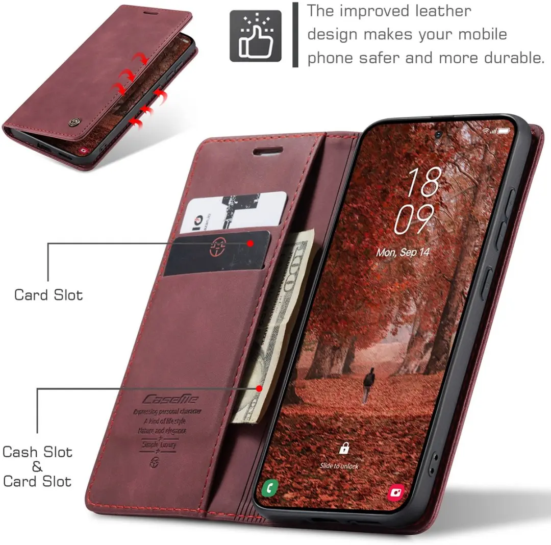 Caseme 013 Book Case Hoesje Samsung Galaxy S26 - Bordeaux