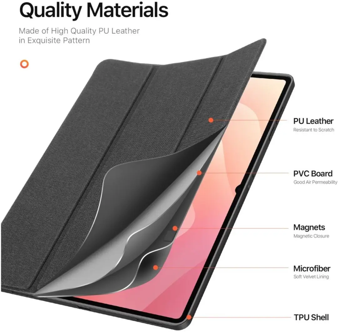 Dux Ducis Domo Tablethoes Samsung Galaxy Tab S11 Ultra - Tri-Fold Book Case - Zwart