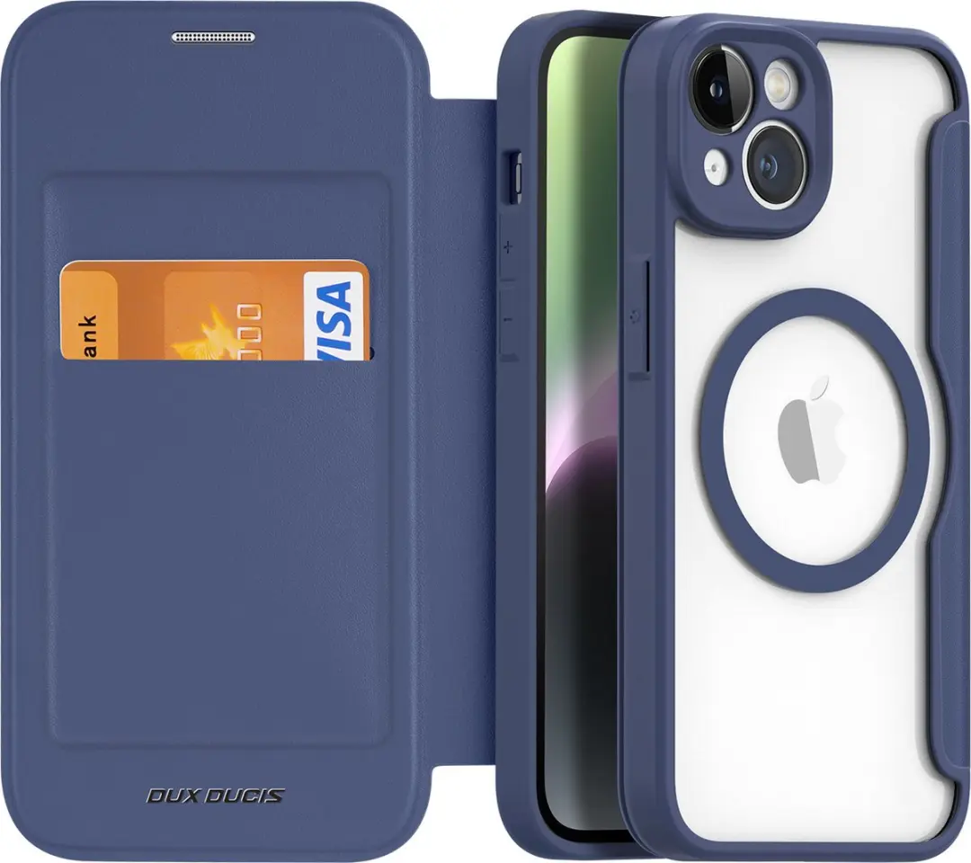 Dux Ducis iPhone 14 Hoesje - MagSafe Book Case - Blauw
