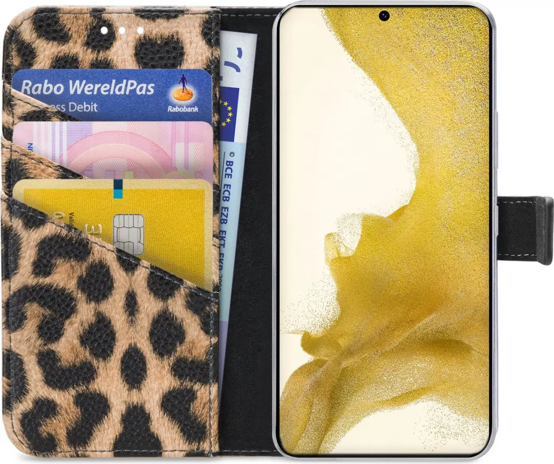 My Style Samsung Galaxy S22 Flex Wallet Hoesje - Luipaard Bruin - mpn-8718256962127