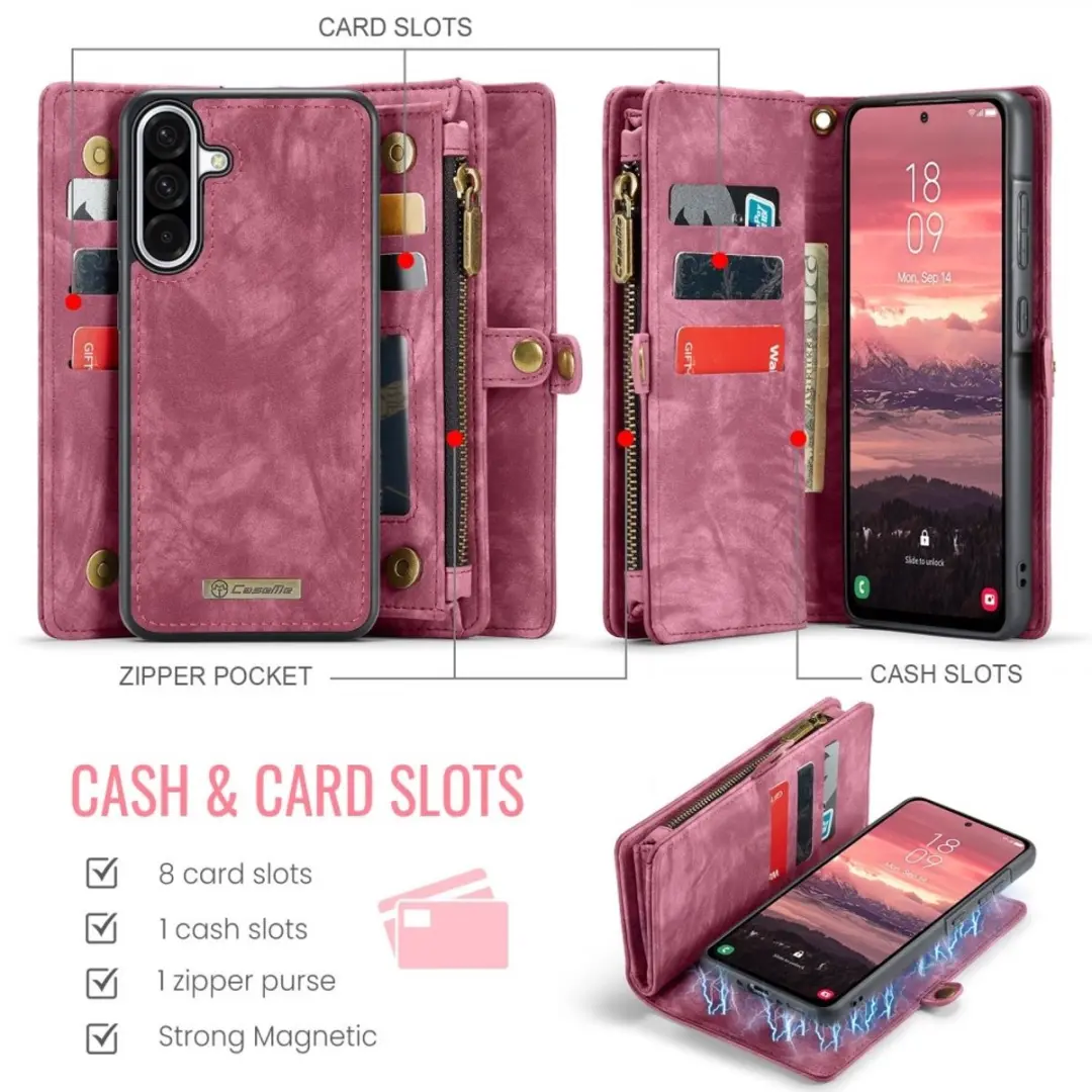 Caseme 008 Hoesje Samsung Galaxy A56 - 2-in-1 Book Case & Portemonnee - 8 Pasjes - Pink - afbeelding 6 van 6