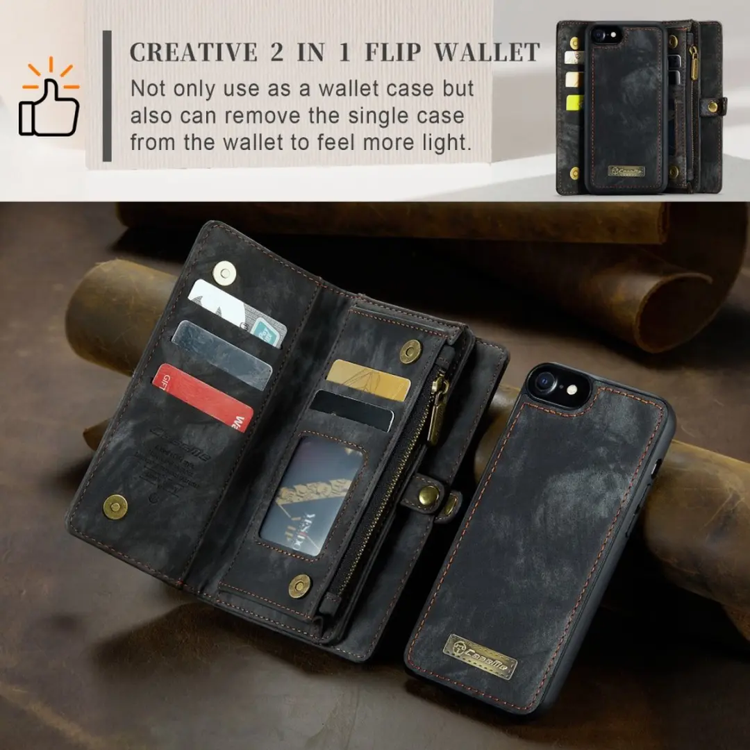 CaseMe 008 iPhone Hoesje - Book Case & Portemonnee Bruin