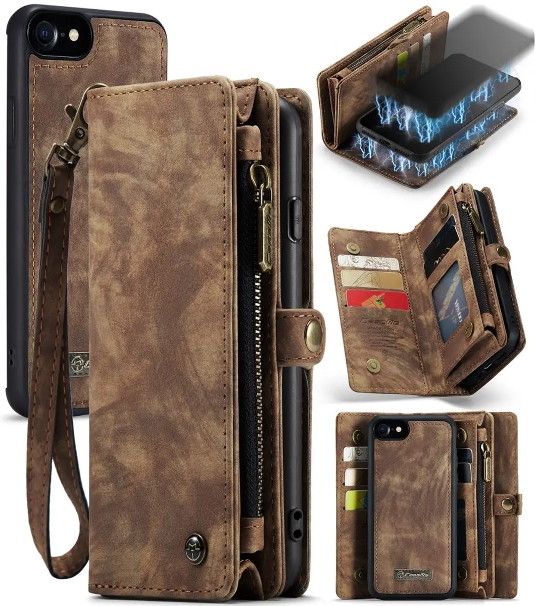 CaseMe 008 iPhone Hoesje - Book Case & Portemonnee Bruin