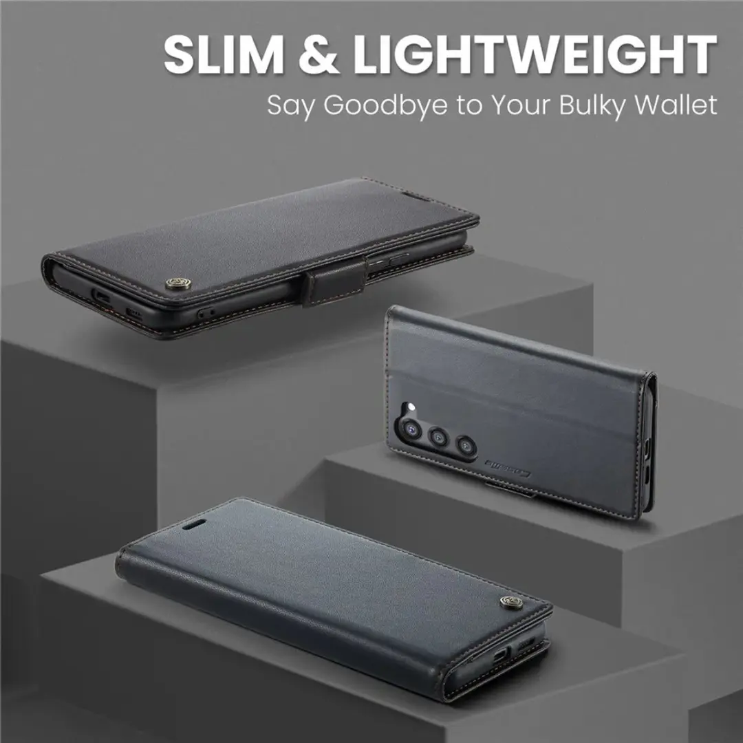 Caseme Litchi Texture Book Wallet Hoesje - Samsung Galaxy S25 - 3 Pasjes - Zwart