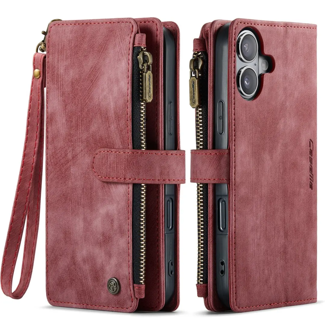 Caseme iPhone 17 PU Portemonneehoesje - Rood - 10 Pasjes - afbeelding 6 van 6