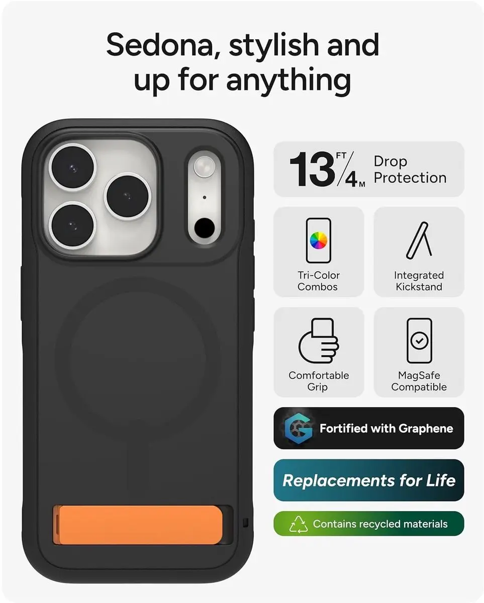ZAGG Sedona Snap Kickstand Hoesje iPhone 17 Pro Max - 702319131 - Zwart - afbeelding 6 van 6