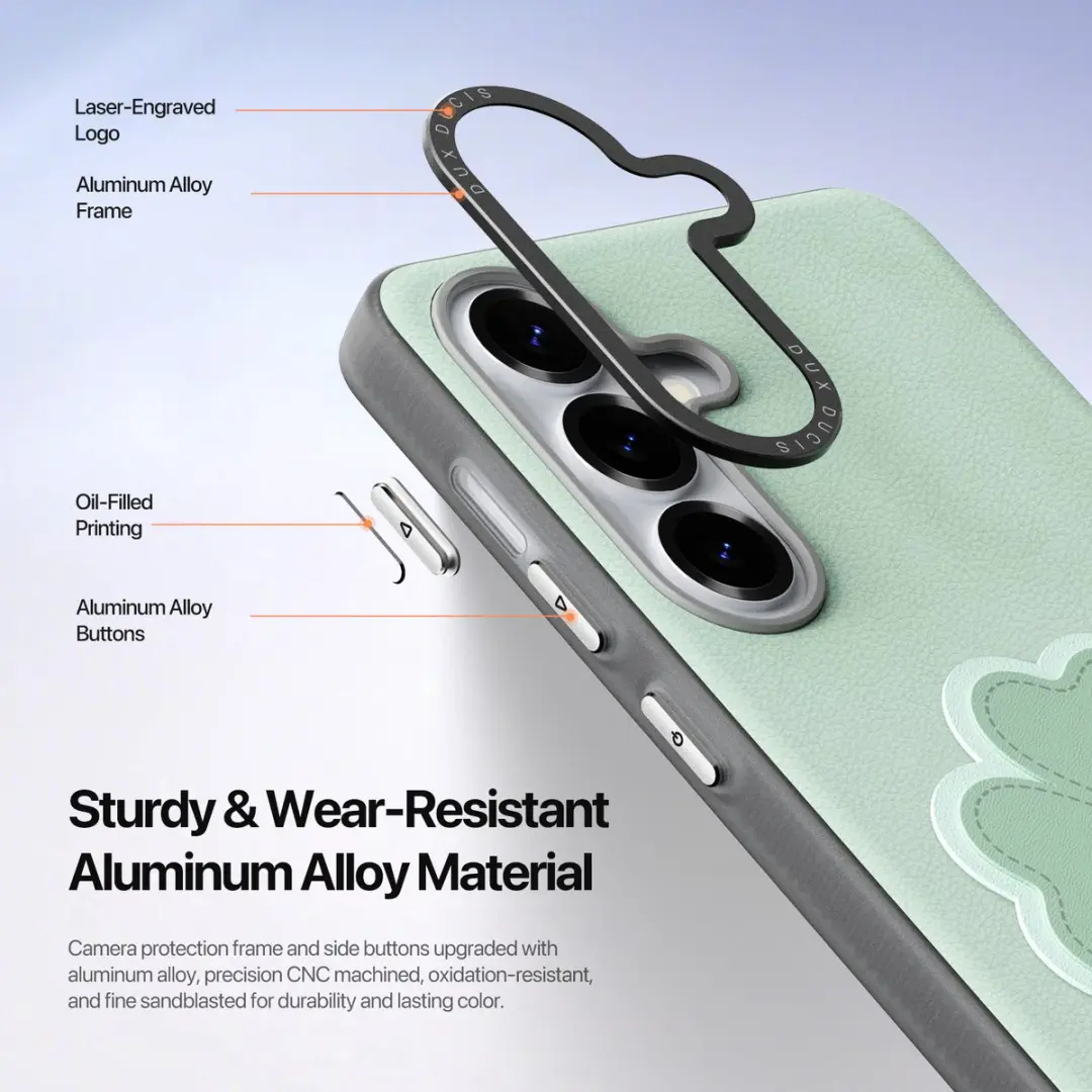 Dux Ducis Luvy PU-leren Backcover Samsung Galaxy S26 Plus - Klavertje/Groen