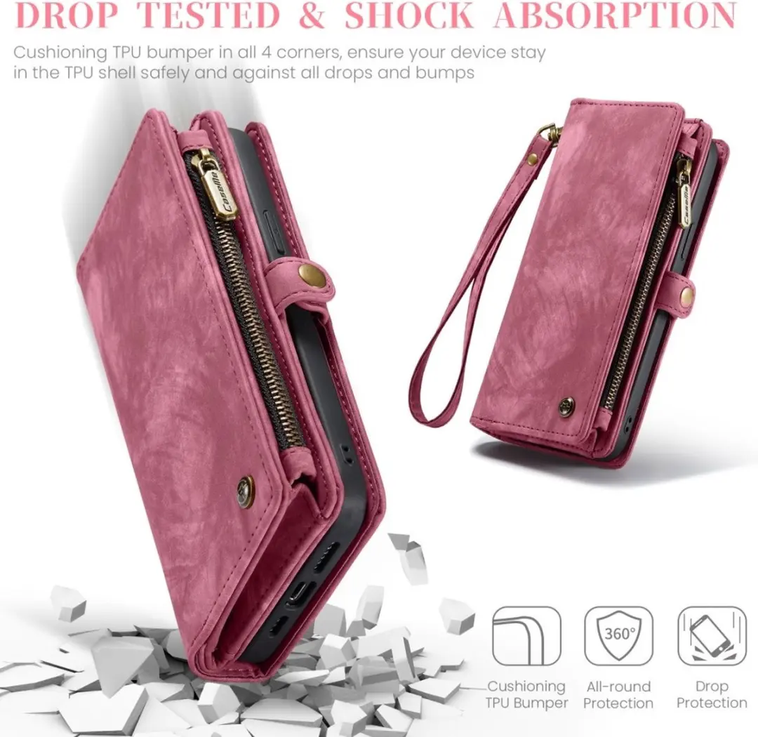 Caseme 008 Hoesje iPhone 16 Pro Max - 2-in-1 Book Case & Portemonnee - 8 Pasjes - Pink