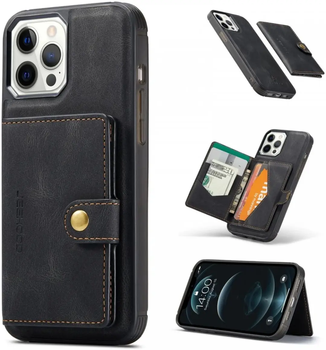 CaseMe JH-01 Hoesje iPhone 12/12 Pro - Pasjeshouder 4 Stuks - Zwart - afbeelding 6 van 6