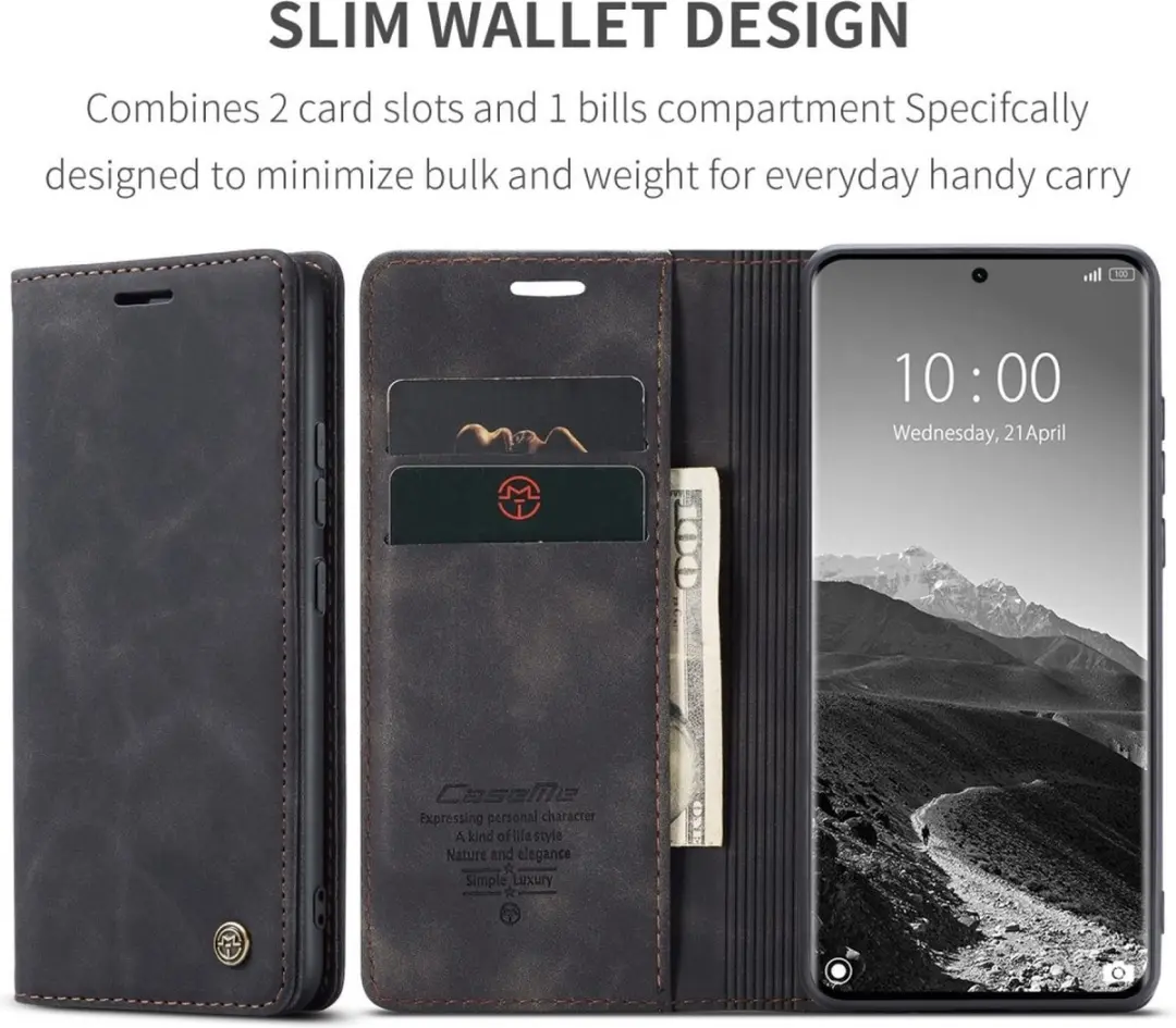 Caseme 013 Book Case Hoesje - Xiaomi Redmi Note 14 Pro - Zwart