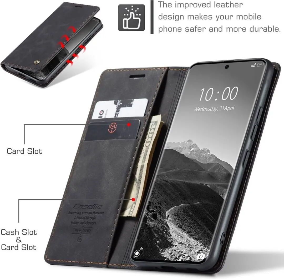 Caseme 013 Book Case Hoesje - Xiaomi Redmi Note 14 Pro - Zwart
