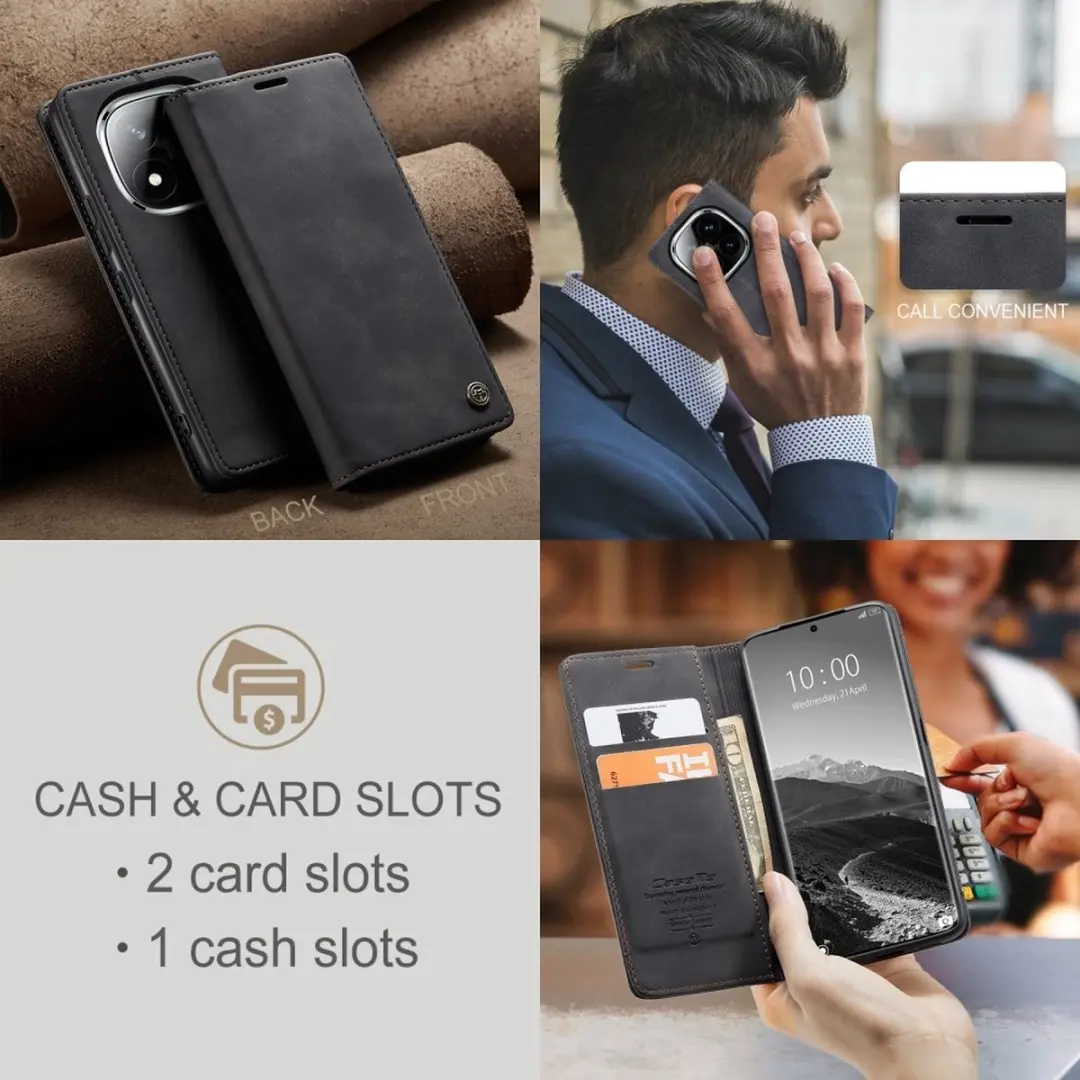 Caseme 013 Book Case Hoesje - Xiaomi Redmi Note 14 Pro - Zwart - afbeelding 6 van 6