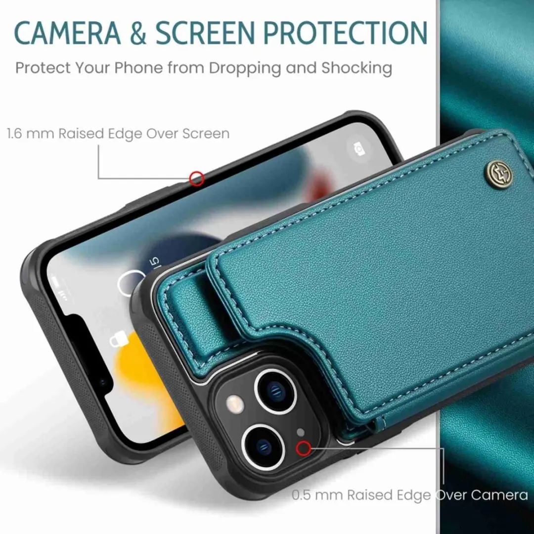 Caseme Portemonnee Backcover iPhone 13 - Anti-RFID Groen