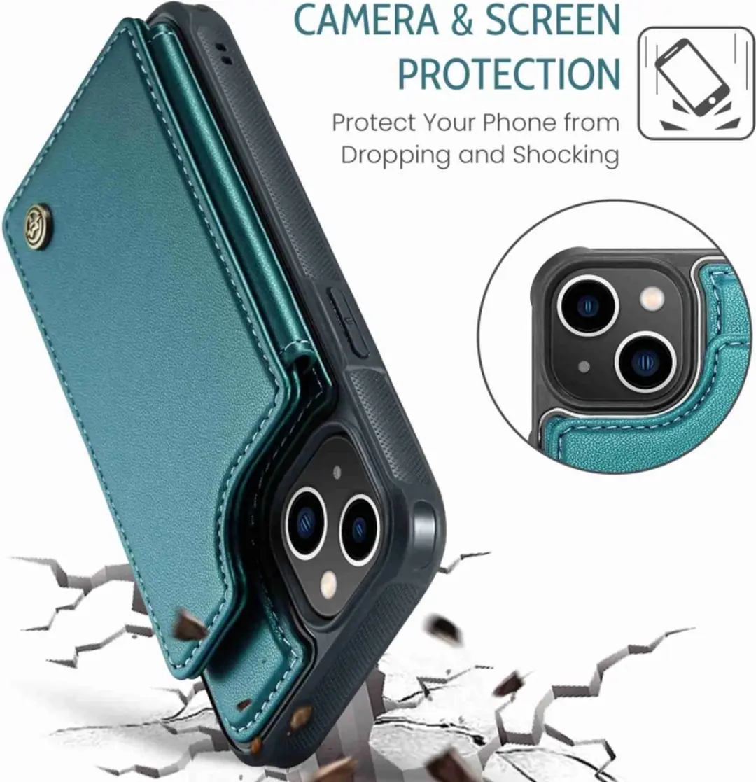 Caseme Portemonnee Backcover iPhone 13 - Anti-RFID Groen - afbeelding 6 van 6