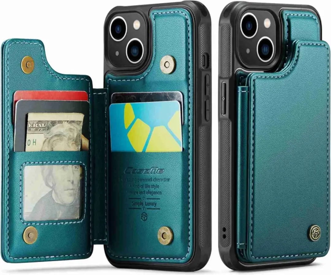 Caseme Portemonnee Backcover iPhone 13 - Anti-RFID Groen