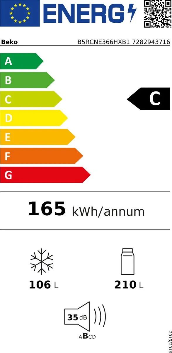 Beko B5RCNE366HXB1 Vrieskast - 316L - 4 Plateaus - 3 Vriesvakken