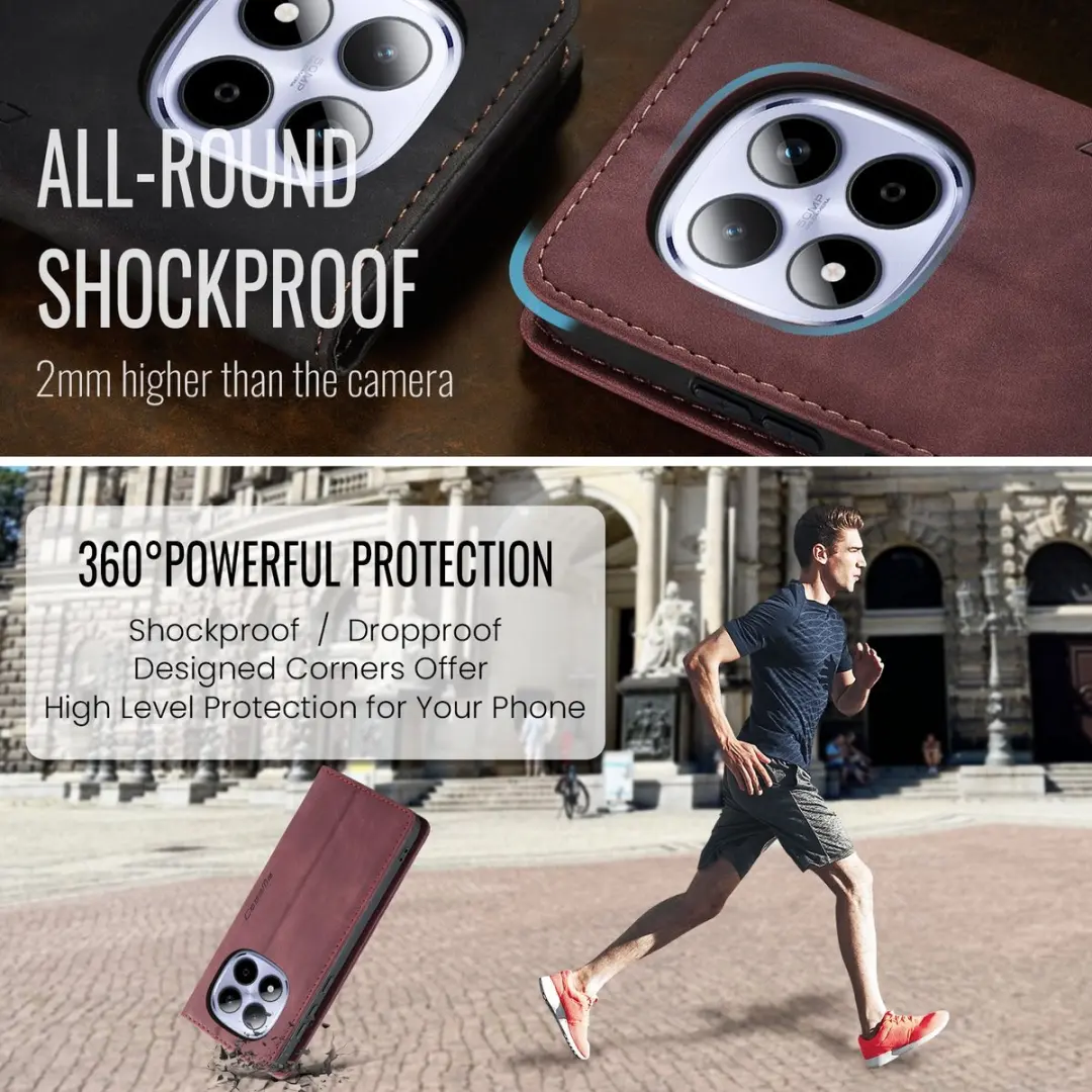 Caseme 013 Book Case Hoesje - Xiaomi Redmi Note 15 Pro 5G - Bordeaux