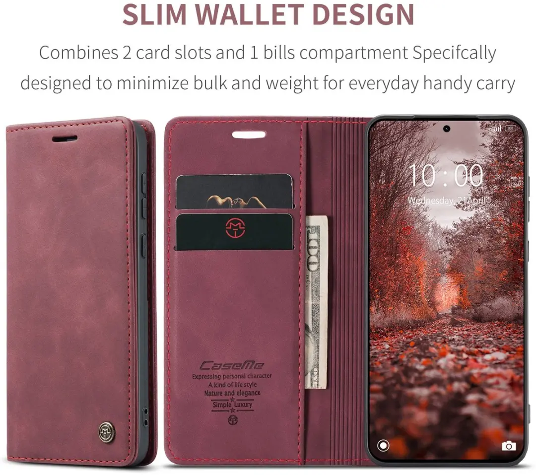 Caseme 013 Book Case Hoesje - Xiaomi Redmi Note 15 Pro 5G - Bordeaux