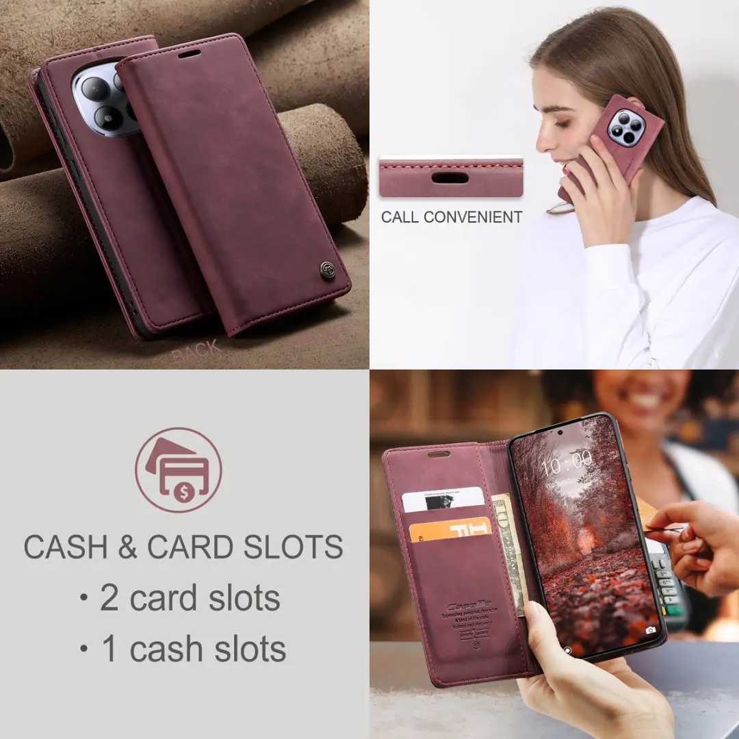 Caseme 013 Book Case Hoesje - Xiaomi Redmi Note 15 Pro 5G - Bordeaux - afbeelding 6 van 6