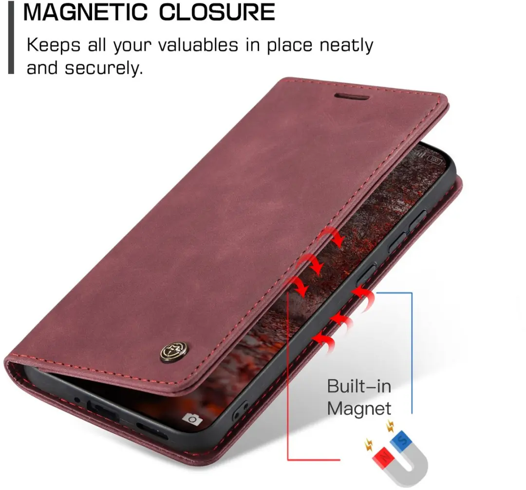 Caseme 013 Book Case Hoesje - Xiaomi Redmi Note 15 Pro 5G - Bordeaux