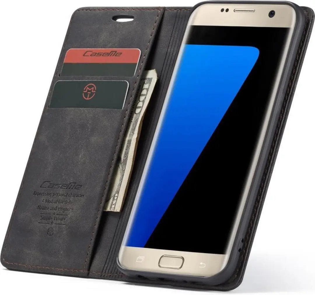 Caseme Book Case Samsung Galaxy S7 Edge - 2 Pasjes - Zwart