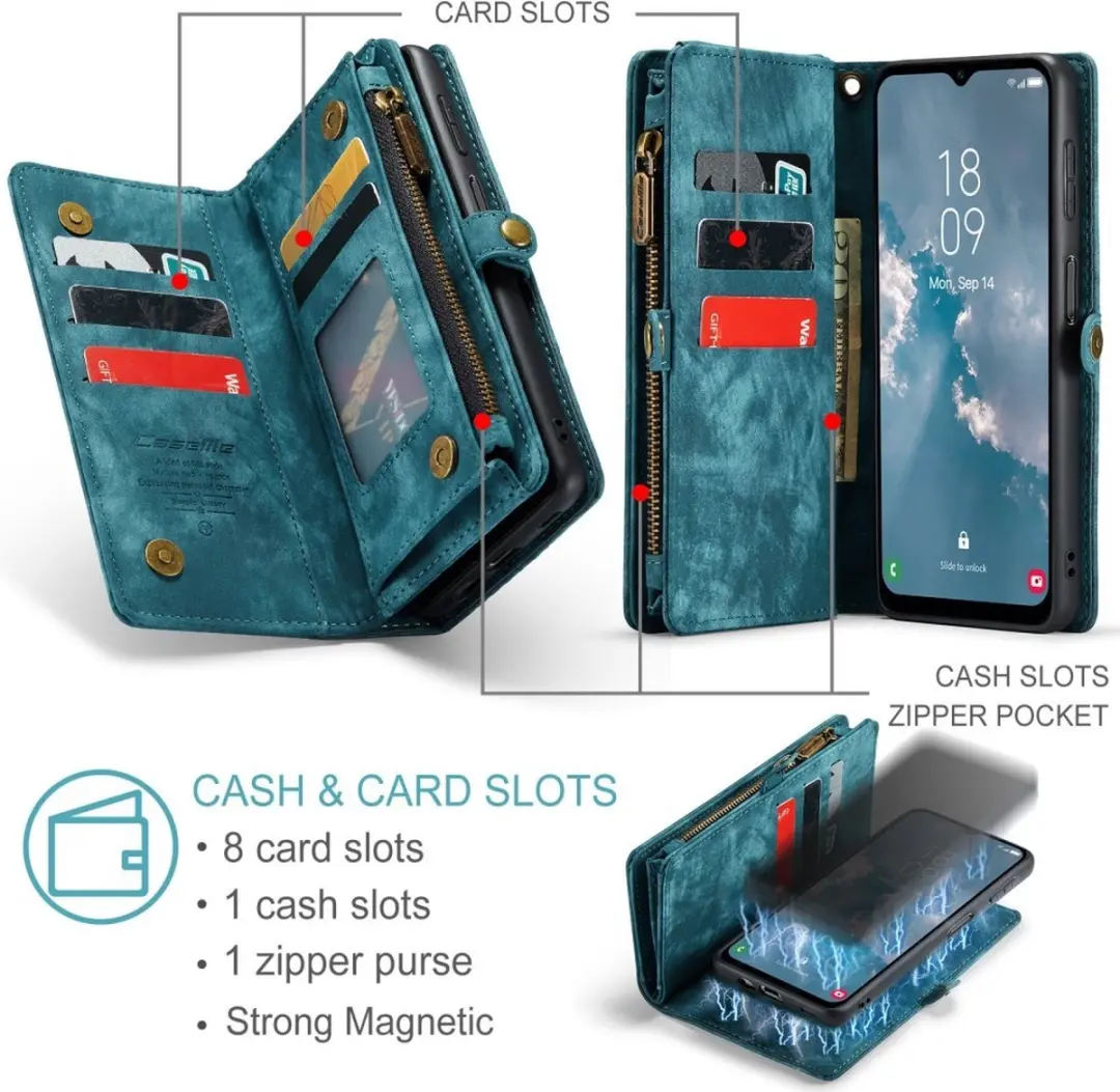Caseme 008 Hoesje Samsung Galaxy A54 - Blauw - 8 Pasjes