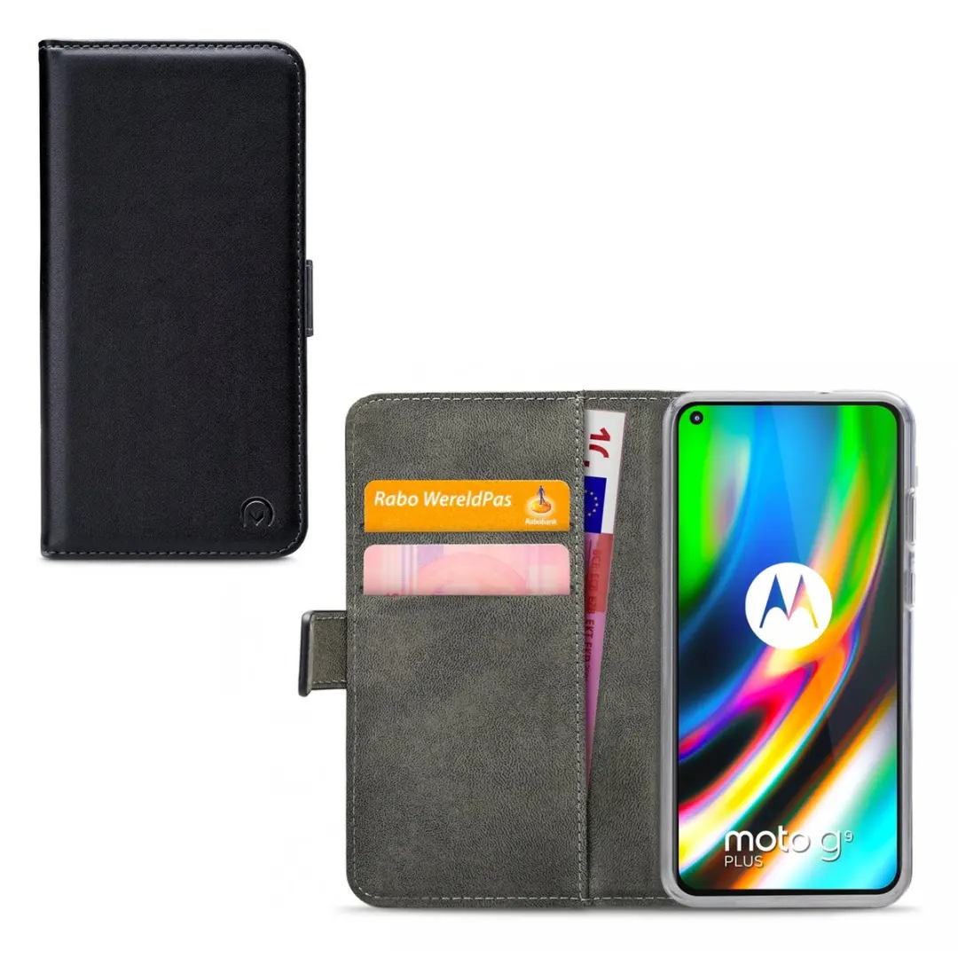 Mobilize Motorola Moto G9 Plus Bookcase Hoesje - Effen Zwart - 4 Pasjes